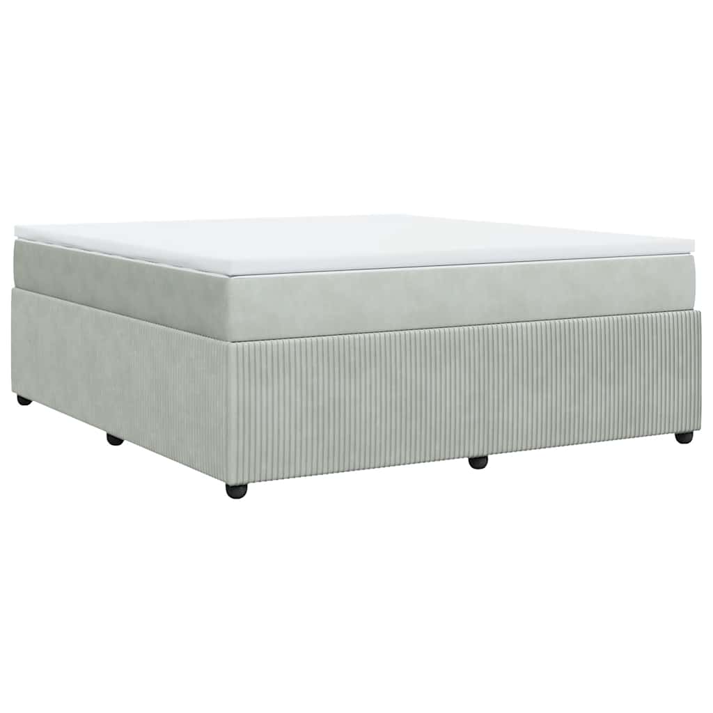 Κρεβάτι Boxspring με Στρώμα Ανοιχτό Γκρι 180x200 εκ. Βελούδινο - Pakobazaar