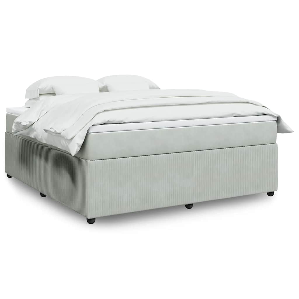 Κρεβάτι Boxspring με Στρώμα Ανοιχτό Γκρι 180x200 εκ. Βελούδινο - Pakobazaar