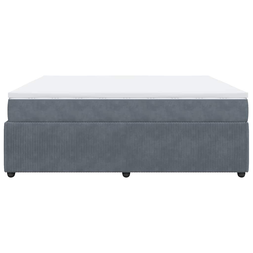 Κρεβάτι Boxspring με Στρώμα Σκούρο Γκρι 180x200 εκ. Βελούδινο