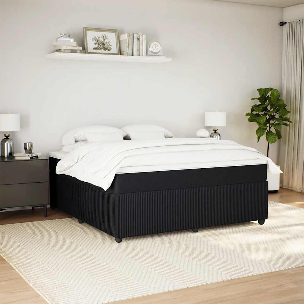Κρεβάτι Boxspring με Στρώμα Μαύρο 180x200 εκ. Βελούδινο