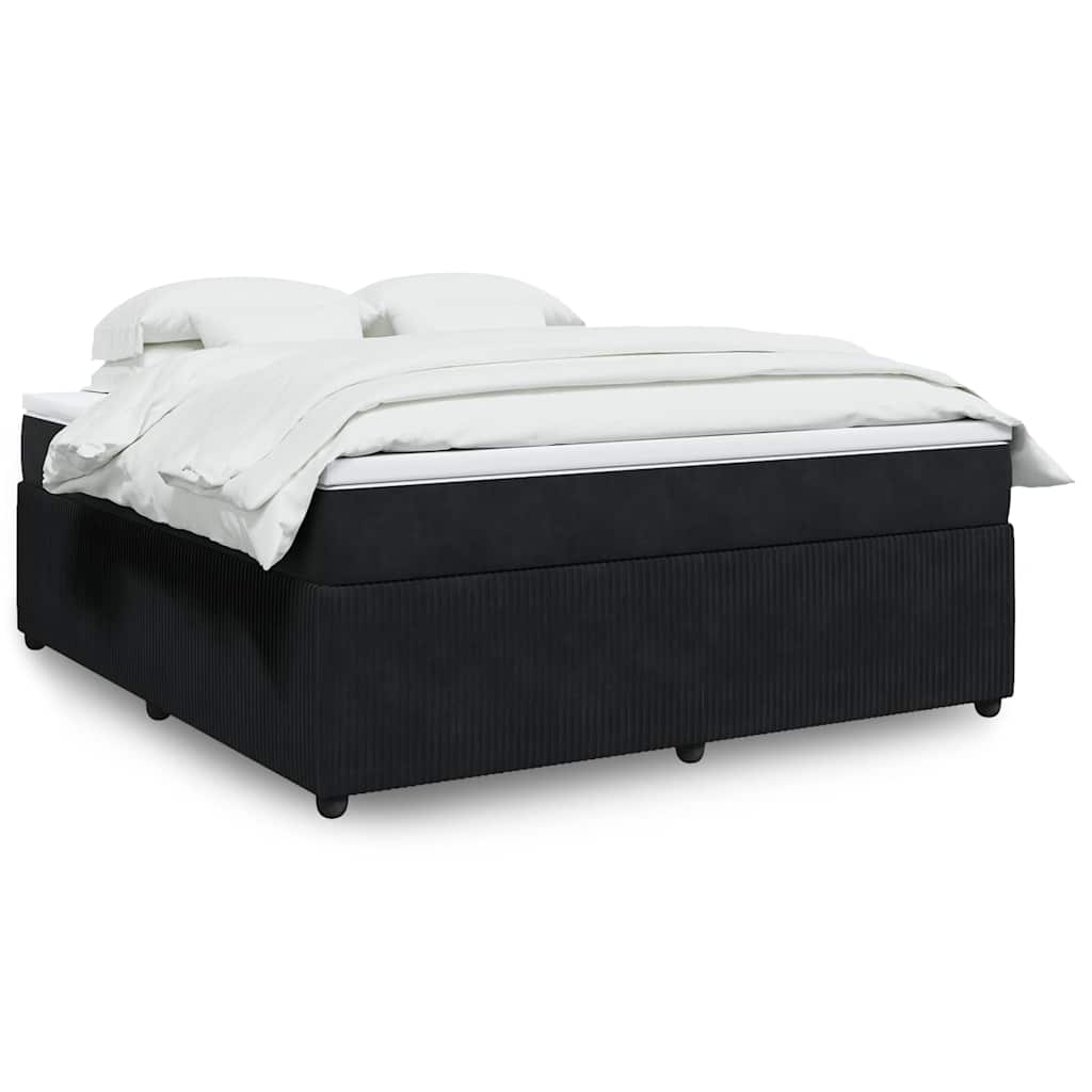 Κρεβάτι Boxspring με Στρώμα Μαύρο 180x200 εκ. Βελούδινο