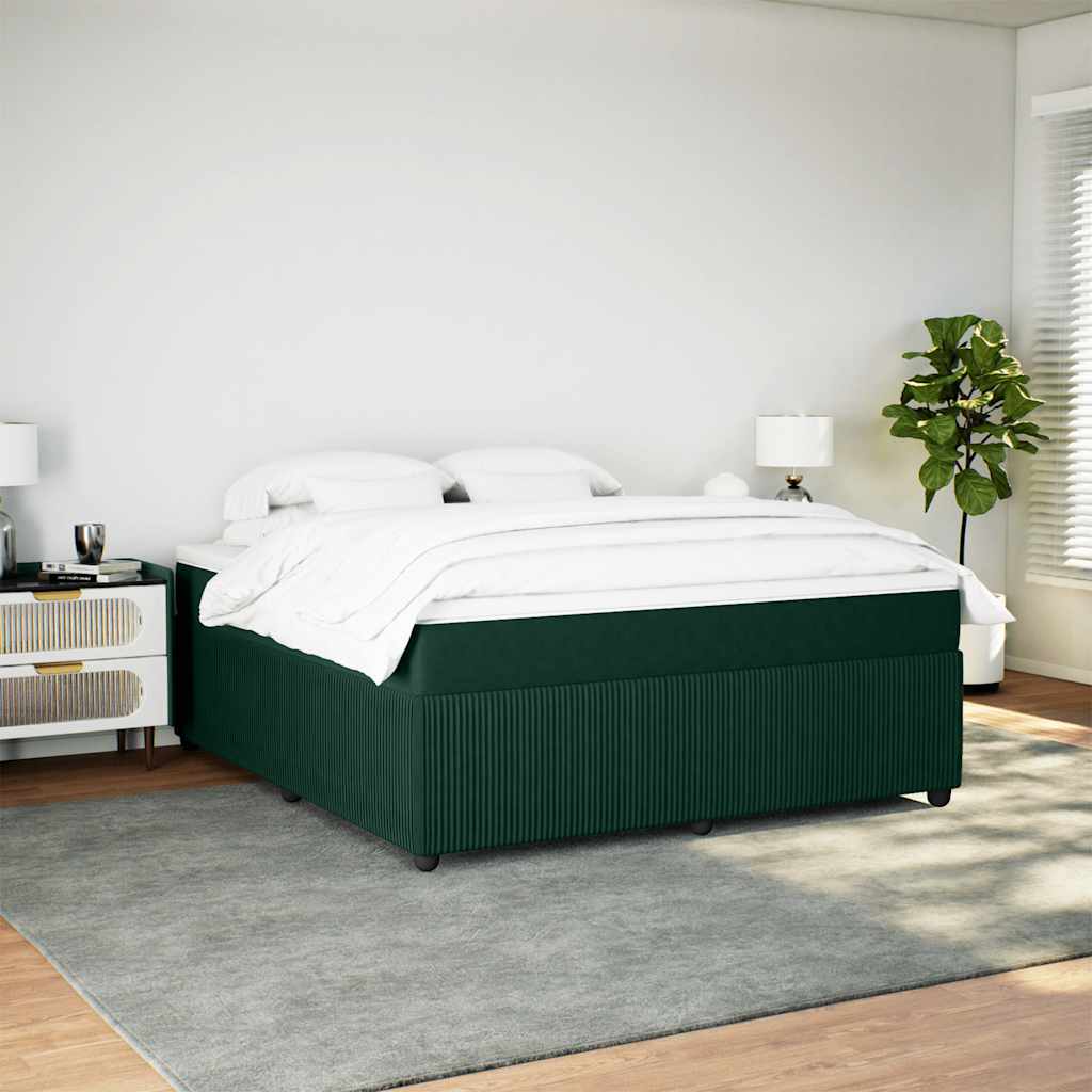 Κρεβάτι Boxspring με Στρώμα Σκούρο Πράσινο 180x200εκ. Βελούδινο