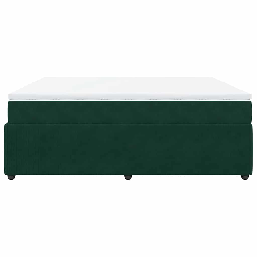 Κρεβάτι Boxspring με Στρώμα Σκούρο Πράσινο 180x200εκ. Βελούδινο