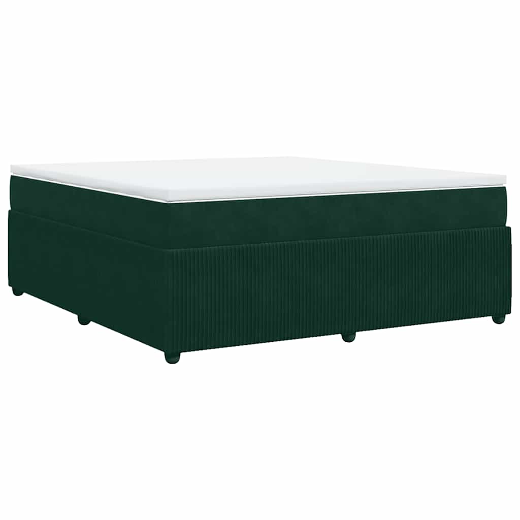 Κρεβάτι Boxspring με Στρώμα Σκούρο Πράσινο 180x200εκ. Βελούδινο
