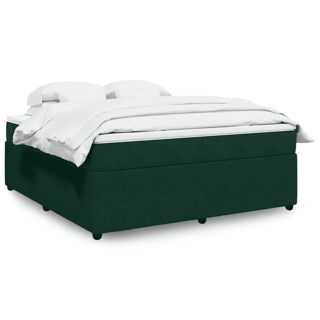 Κρεβάτι Boxspring με Στρώμα Σκούρο Πράσινο 180x200εκ. Βελούδινο