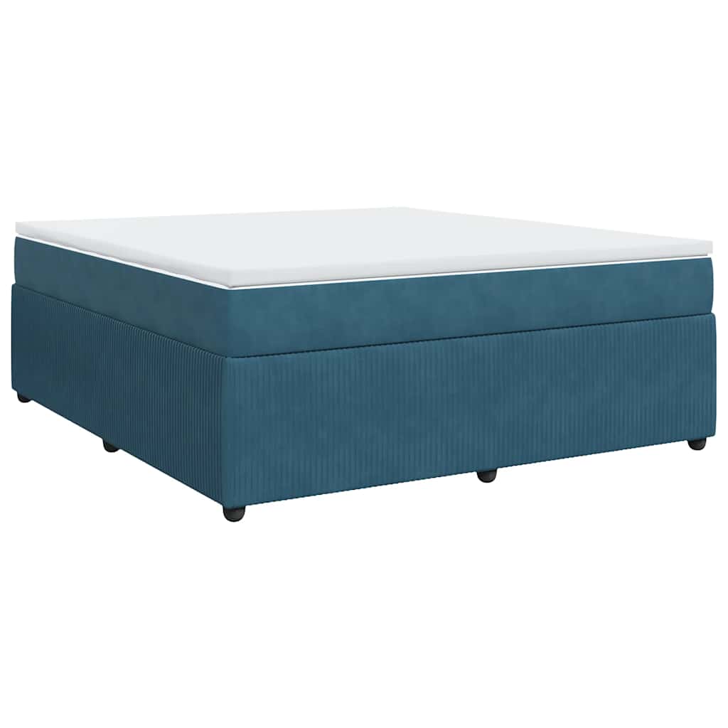 Κρεβάτι Boxspring με Στρώμα Σκούρο Μπλε 180x200 εκ. Βελούδινο