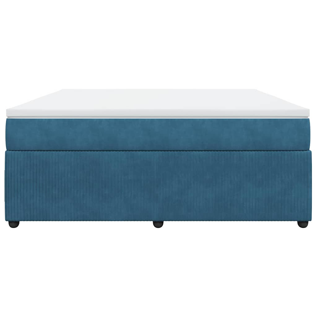 Κρεβάτι Boxspring με Στρώμα Σκούρο Μπλε 180x200 εκ. Βελούδινο
