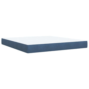 Κρεβάτι Boxspring με Στρώμα Σκούρο Μπλε 180x200 εκ. Βελούδινο