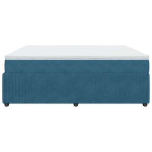 Κρεβάτι Boxspring με Στρώμα Σκούρο Μπλε 180x200 εκ. Βελούδινο