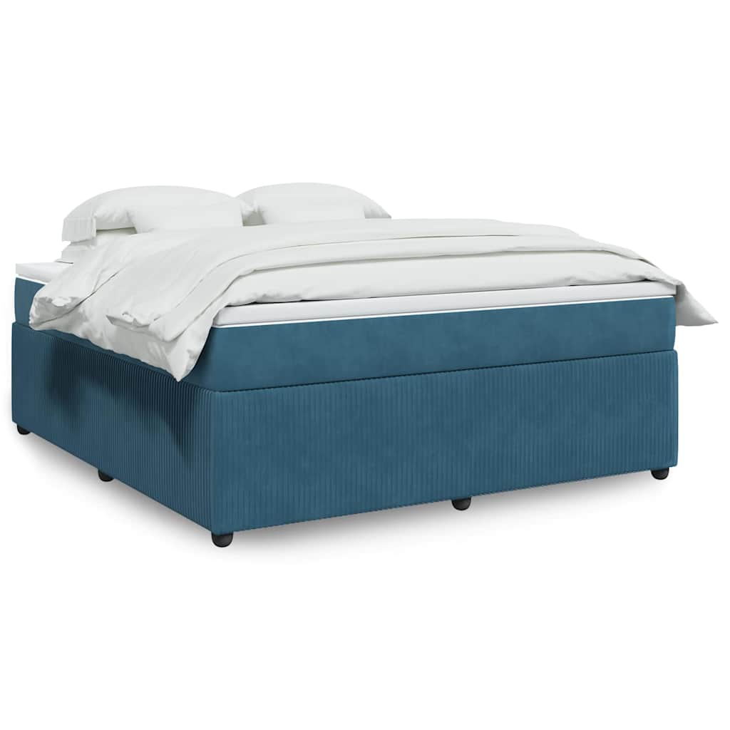 Κρεβάτι Boxspring με Στρώμα Σκούρο Μπλε 180x200 εκ. Βελούδινο