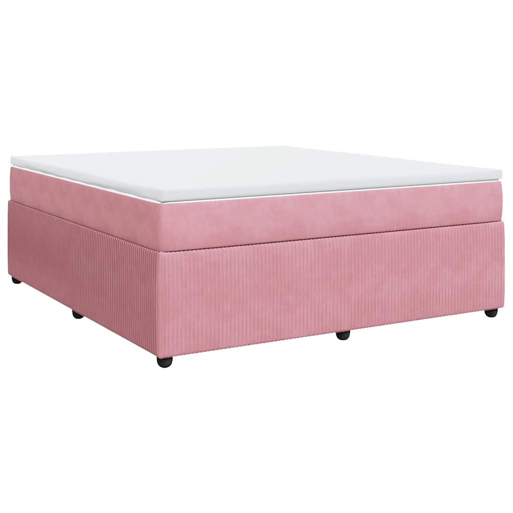 Κρεβάτι Boxspring με Στρώμα Ροζ 180x200 εκ. Βελούδινο