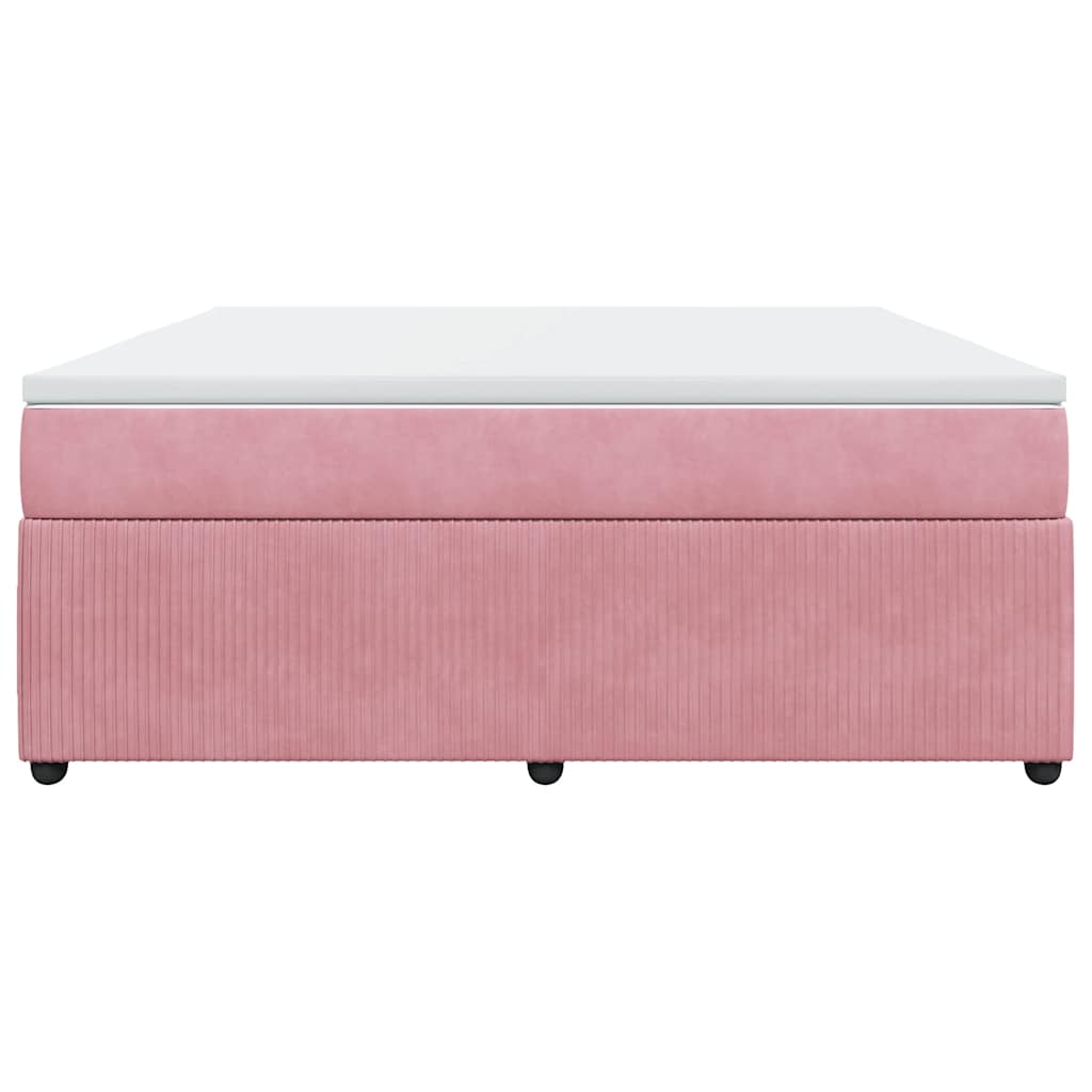 Κρεβάτι Boxspring με Στρώμα Ροζ 180x200 εκ. Βελούδινο