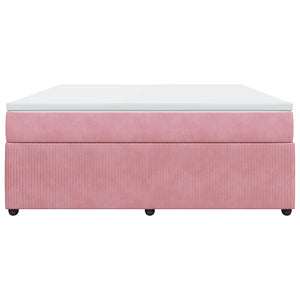 Κρεβάτι Boxspring με Στρώμα Ροζ 180x200 εκ. Βελούδινο