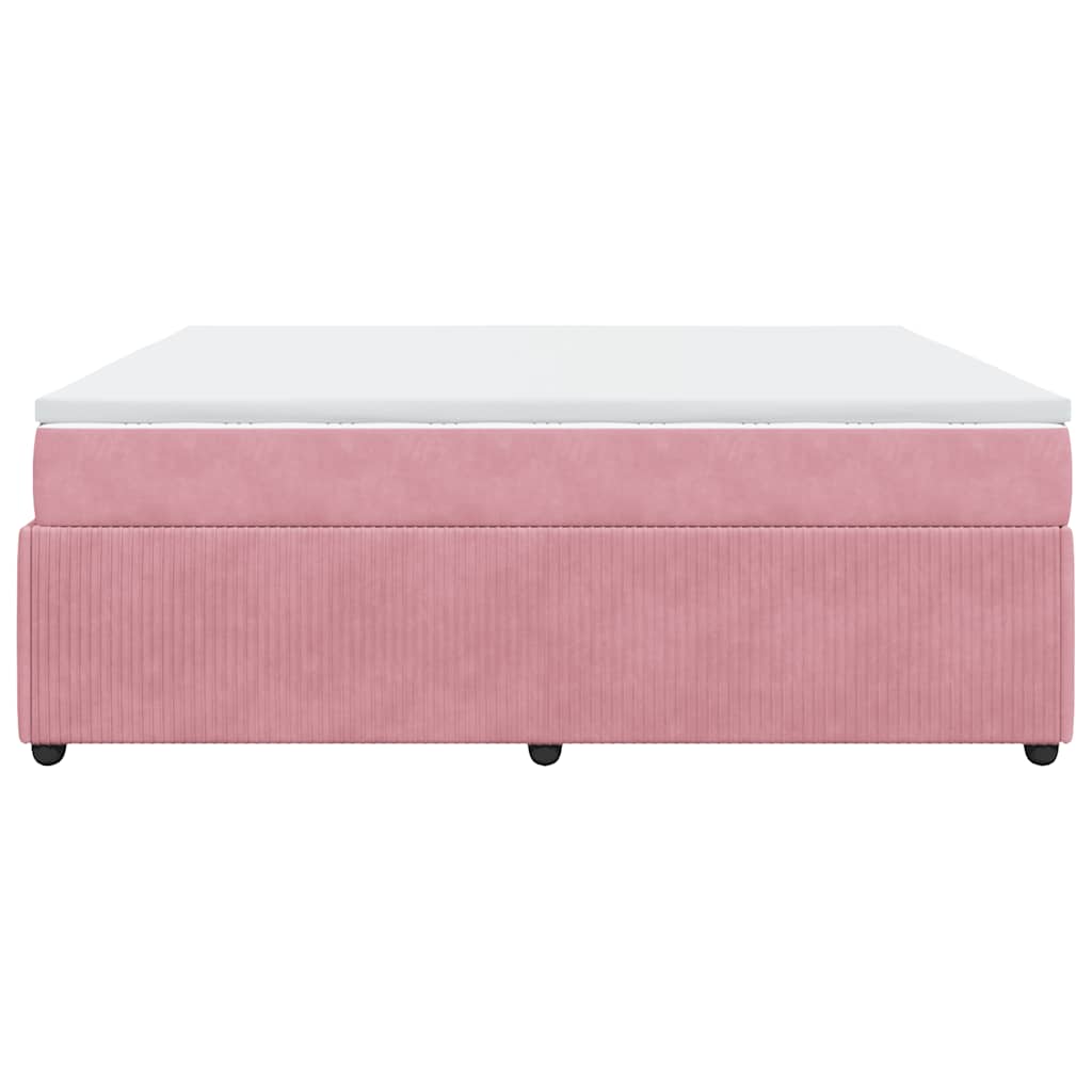Κρεβάτι Boxspring με Στρώμα Ροζ 180x200 εκ. Βελούδινο
