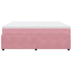 Κρεβάτι Boxspring με Στρώμα Ροζ 180x200 εκ. Βελούδινο