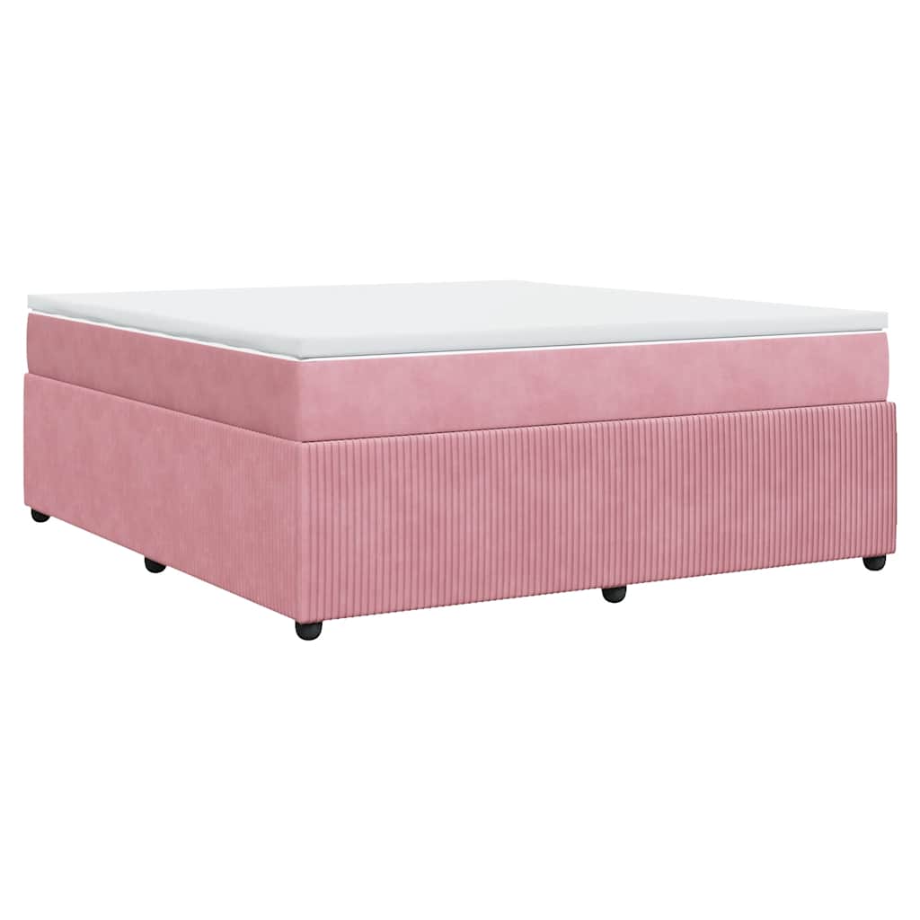 Κρεβάτι Boxspring με Στρώμα Ροζ 180x200 εκ. Βελούδινο
