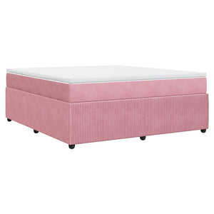 Κρεβάτι Boxspring με Στρώμα Ροζ 180x200 εκ. Βελούδινο