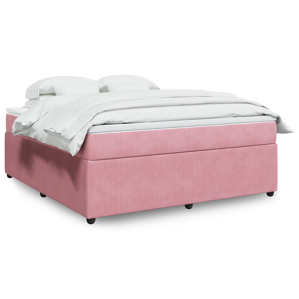 Κρεβάτι Boxspring με Στρώμα Ροζ 180x200 εκ. Βελούδινο