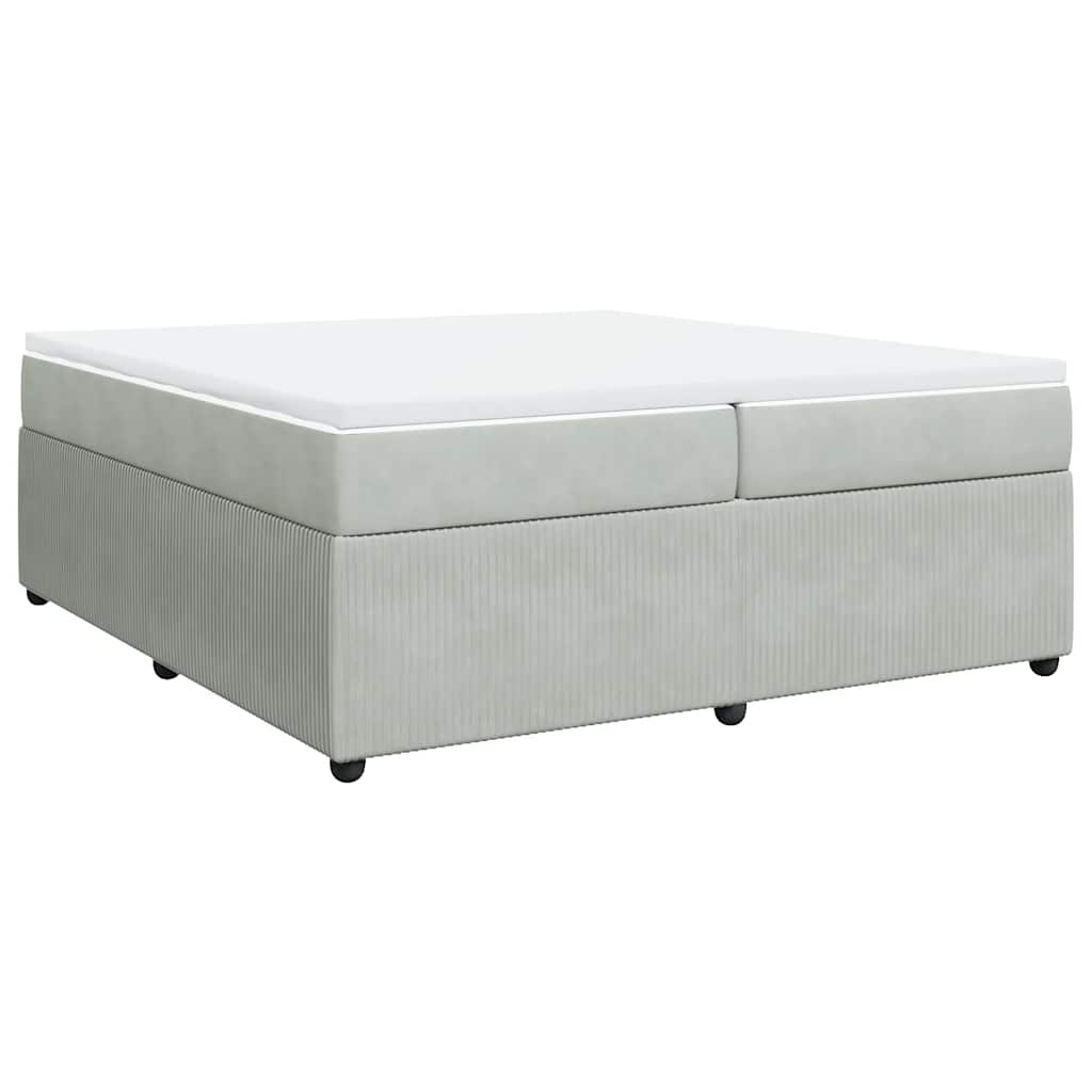 Κρεβάτι Boxspring με Στρώμα Ανοιχτό Γκρι 200x200 εκ. Βελούδινο