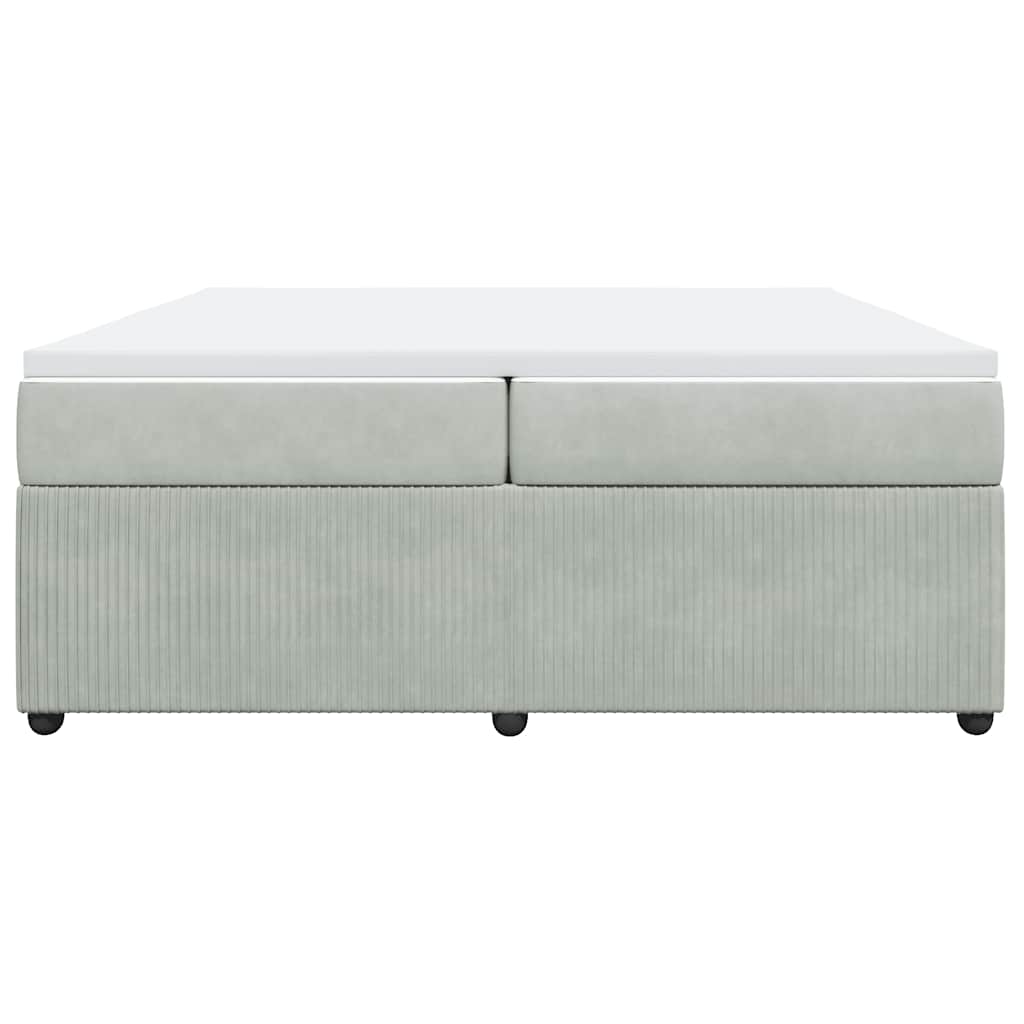 Κρεβάτι Boxspring με Στρώμα Ανοιχτό Γκρι 200x200 εκ. Βελούδινο