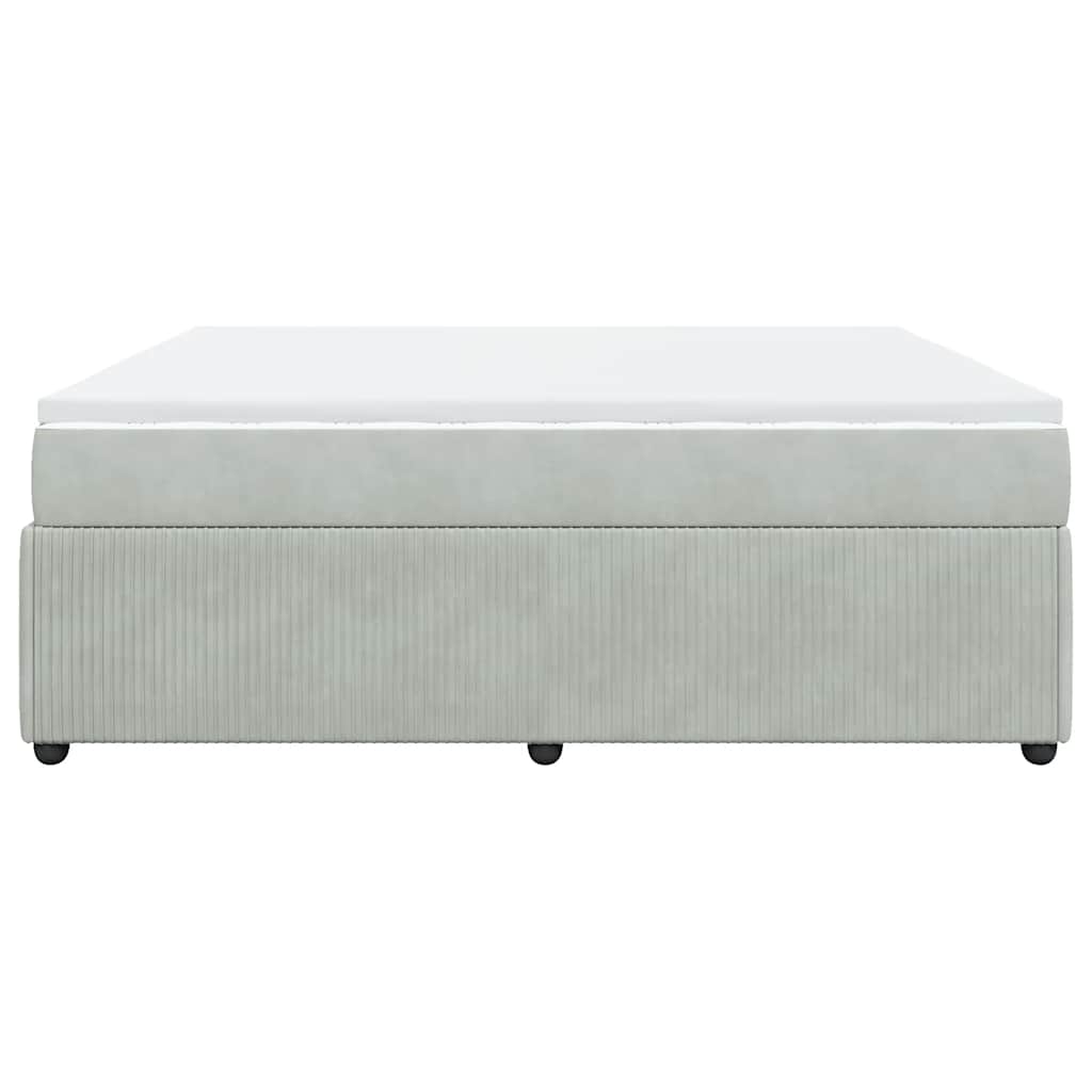 Κρεβάτι Boxspring με Στρώμα Ανοιχτό Γκρι 200x200 εκ. Βελούδινο
