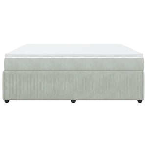 Κρεβάτι Boxspring με Στρώμα Ανοιχτό Γκρι 200x200 εκ. Βελούδινο