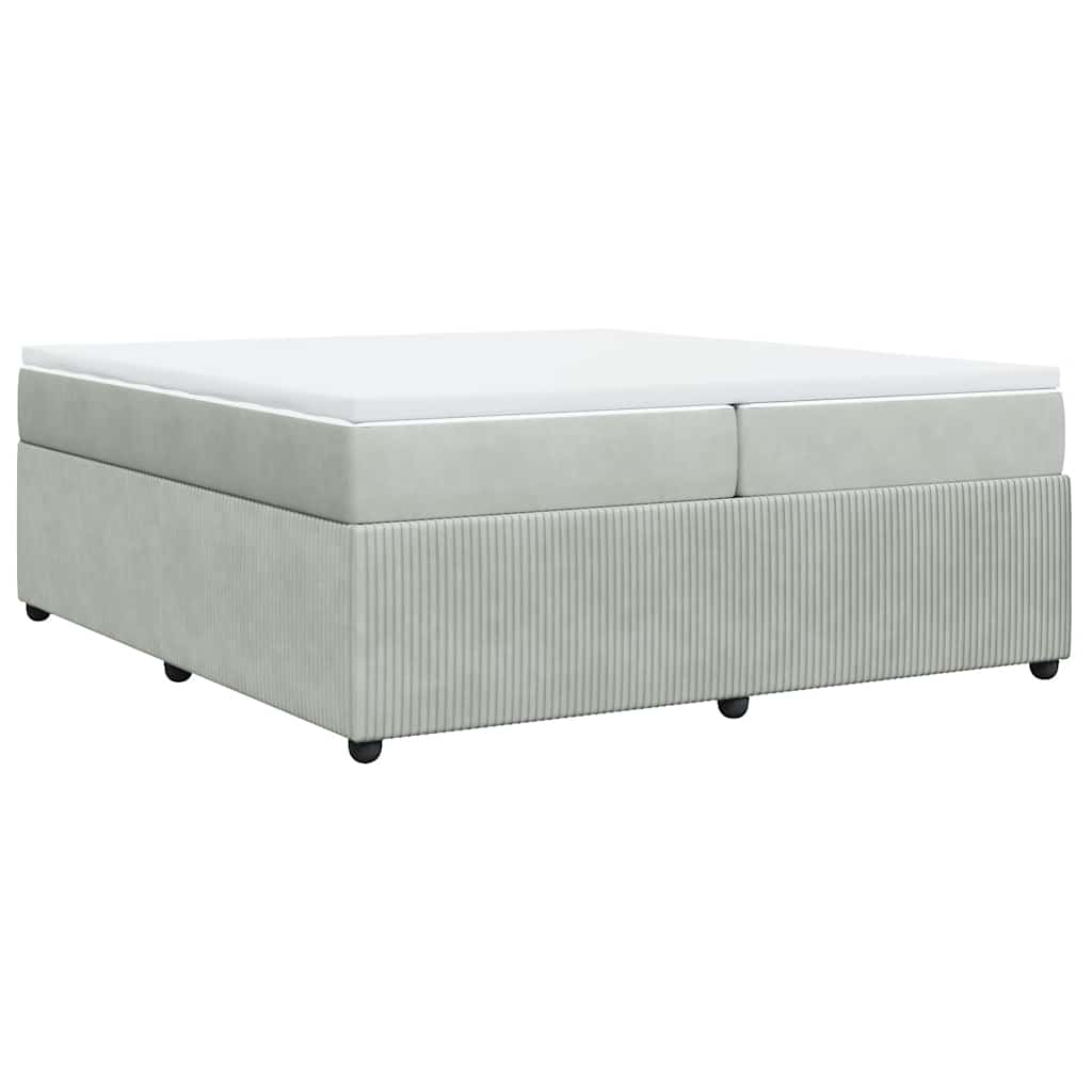 Κρεβάτι Boxspring με Στρώμα Ανοιχτό Γκρι 200x200 εκ. Βελούδινο