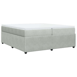 Κρεβάτι Boxspring με Στρώμα Ανοιχτό Γκρι 200x200 εκ. Βελούδινο