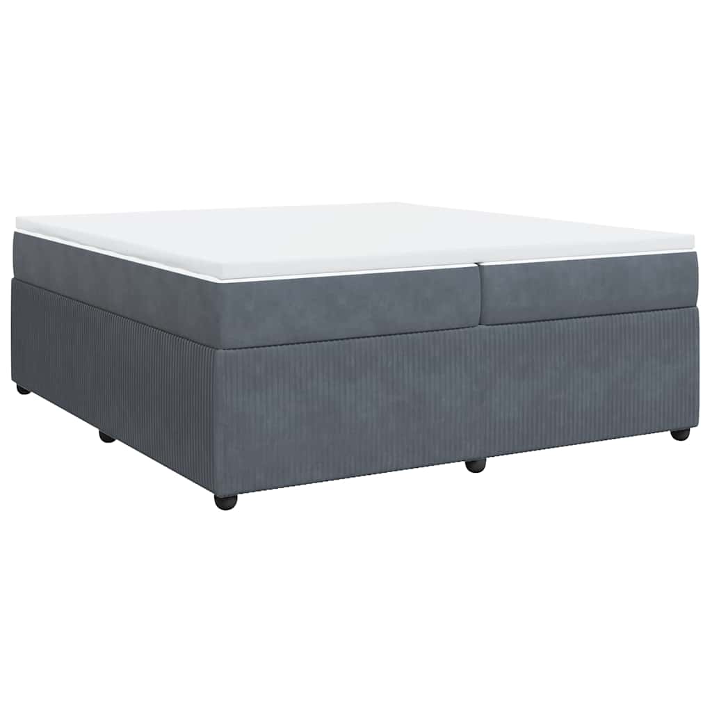 Κρεβάτι Boxspring με Στρώμα Σκούρο Γκρι 200x200 εκ. Βελούδινο
