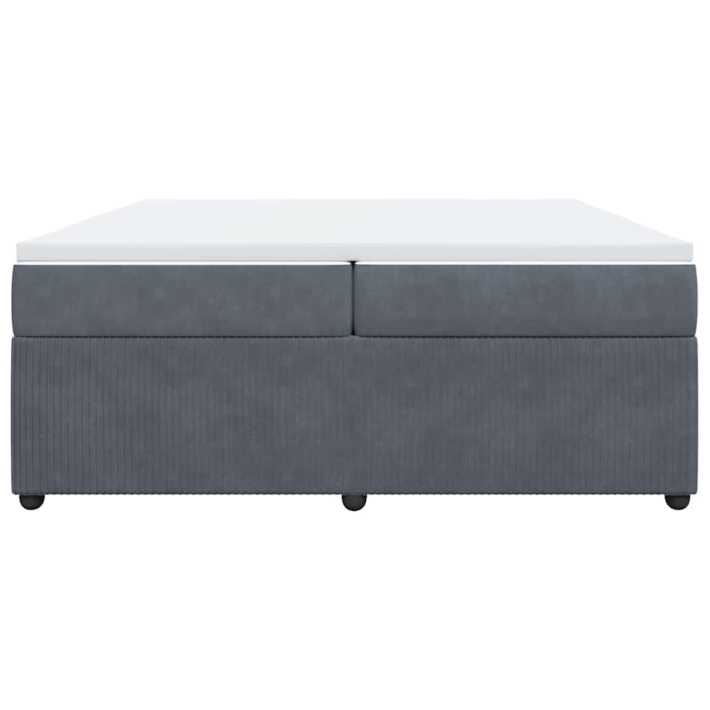 Κρεβάτι Boxspring με Στρώμα Σκούρο Γκρι 200x200 εκ. Βελούδινο