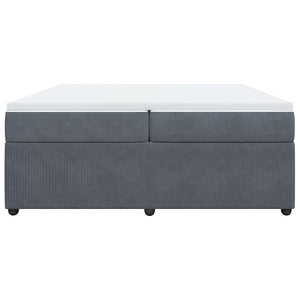 Κρεβάτι Boxspring με Στρώμα Σκούρο Γκρι 200x200 εκ. Βελούδινο