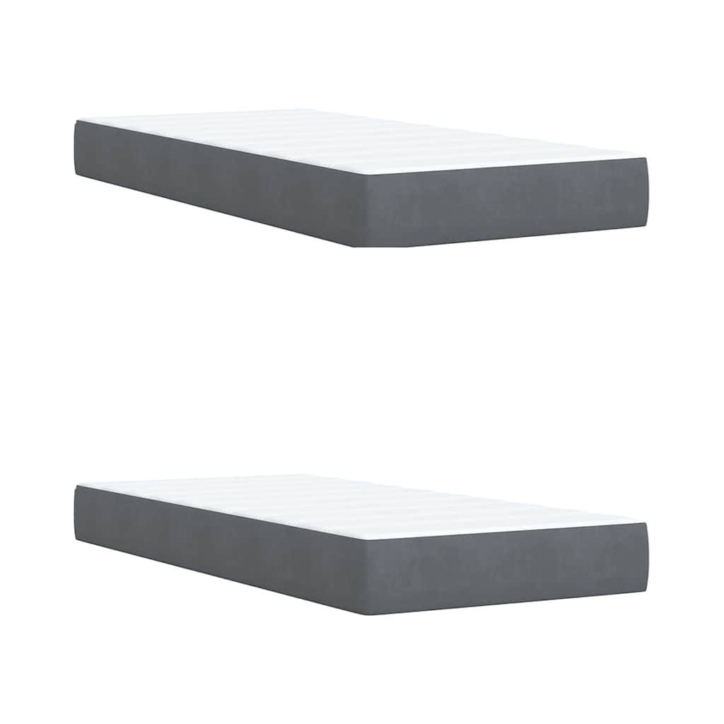 Κρεβάτι Boxspring με Στρώμα Σκούρο Γκρι 200x200 εκ. Βελούδινο