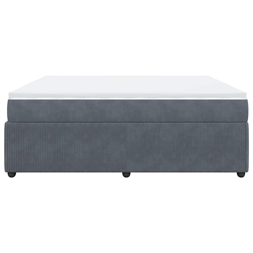 Κρεβάτι Boxspring με Στρώμα Σκούρο Γκρι 200x200 εκ. Βελούδινο