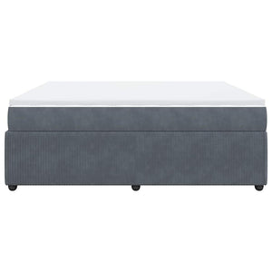 Κρεβάτι Boxspring με Στρώμα Σκούρο Γκρι 200x200 εκ. Βελούδινο