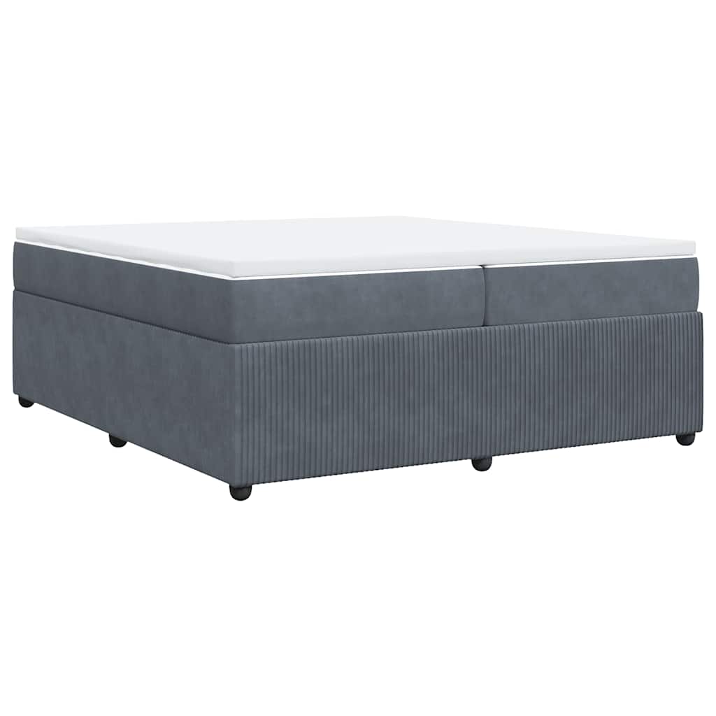 Κρεβάτι Boxspring με Στρώμα Σκούρο Γκρι 200x200 εκ. Βελούδινο