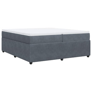 Κρεβάτι Boxspring με Στρώμα Σκούρο Γκρι 200x200 εκ. Βελούδινο