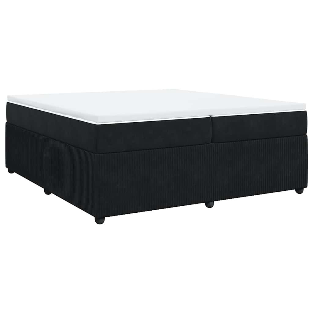 Κρεβάτι Boxspring με Στρώμα Μαύρο 200x200 εκ. Βελούδινο