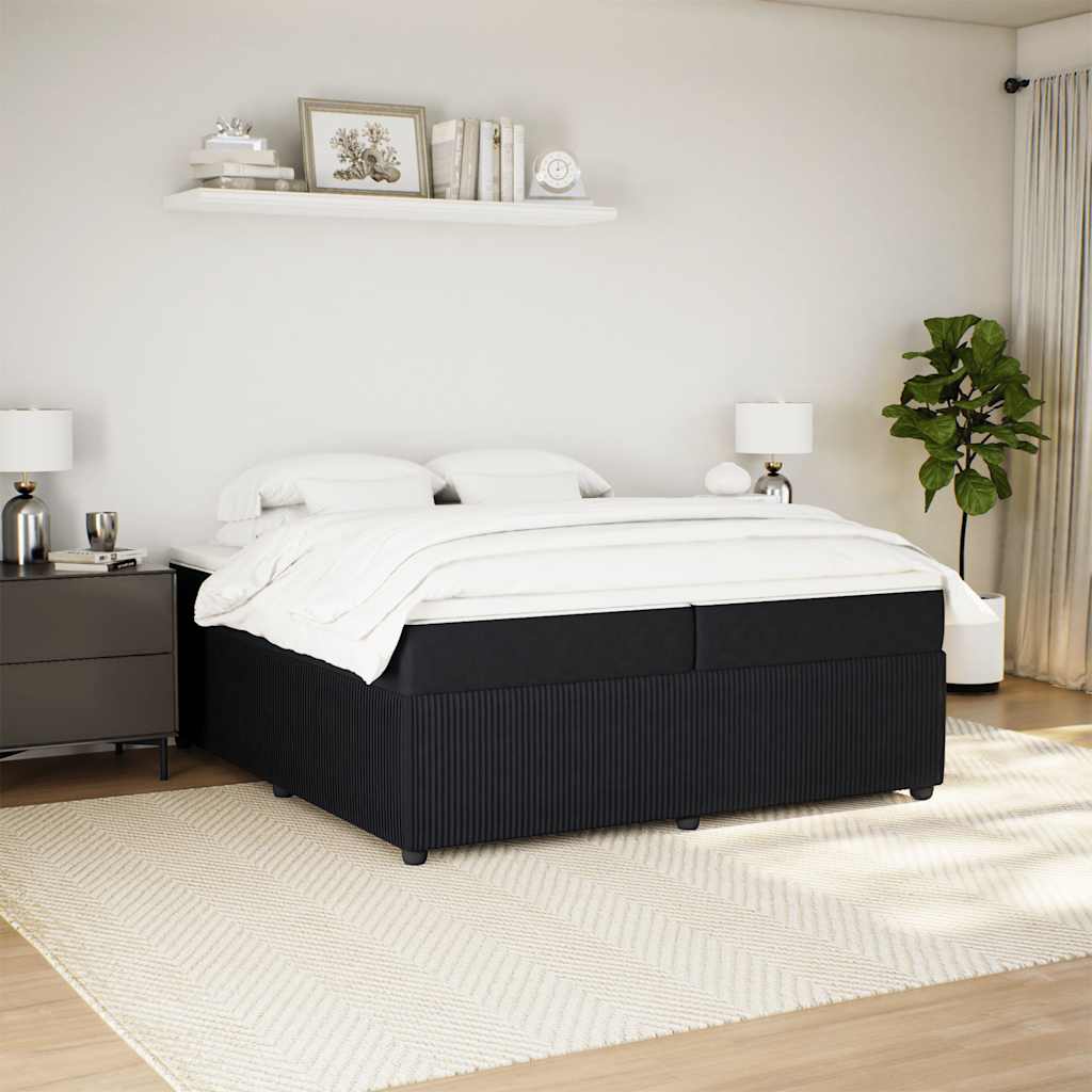 Κρεβάτι Boxspring με Στρώμα Μαύρο 200x200 εκ. Βελούδινο