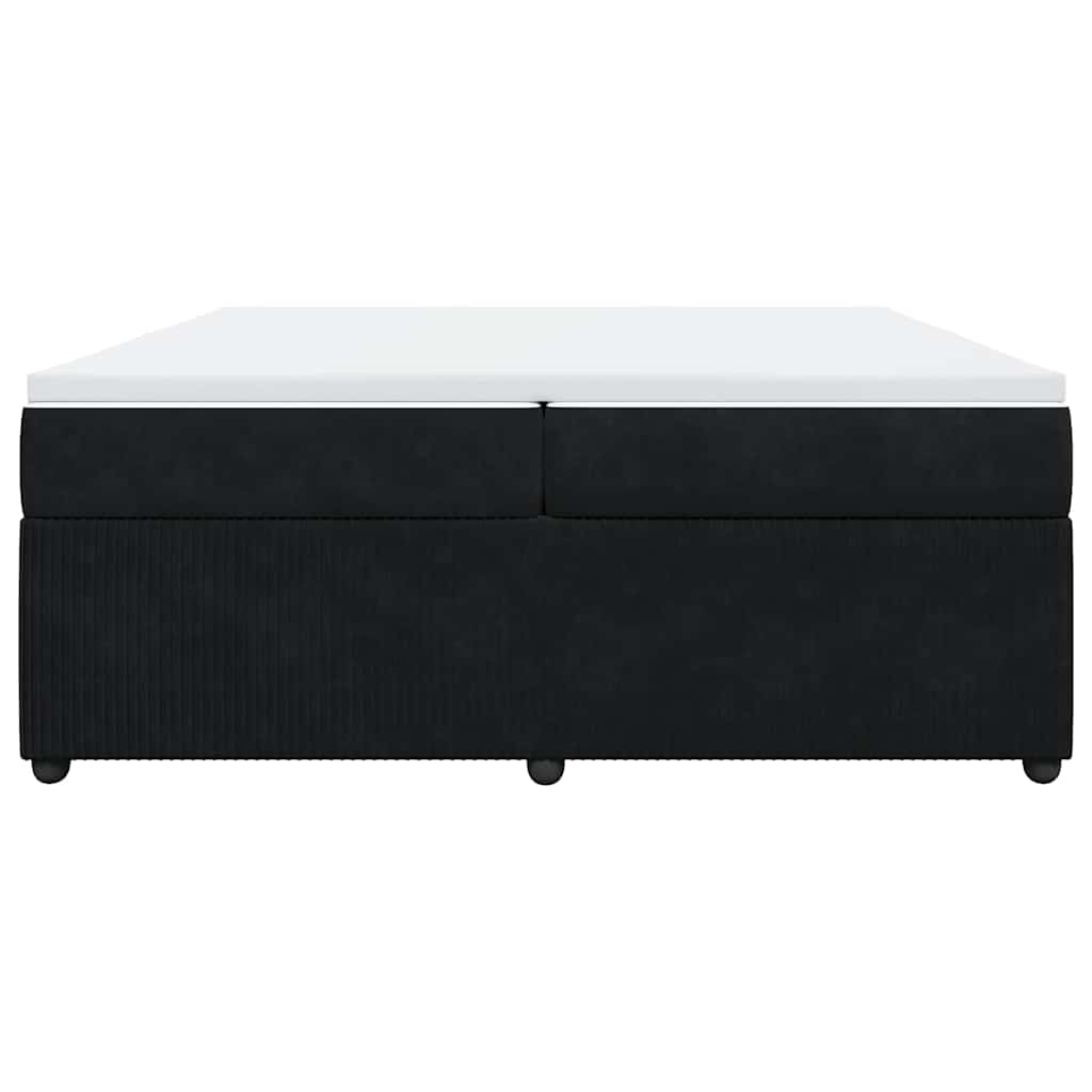 Κρεβάτι Boxspring με Στρώμα Μαύρο 200x200 εκ. Βελούδινο