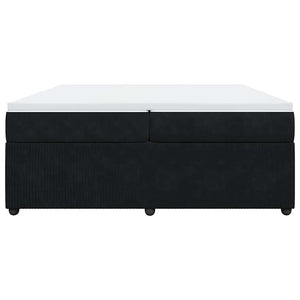Κρεβάτι Boxspring με Στρώμα Μαύρο 200x200 εκ. Βελούδινο