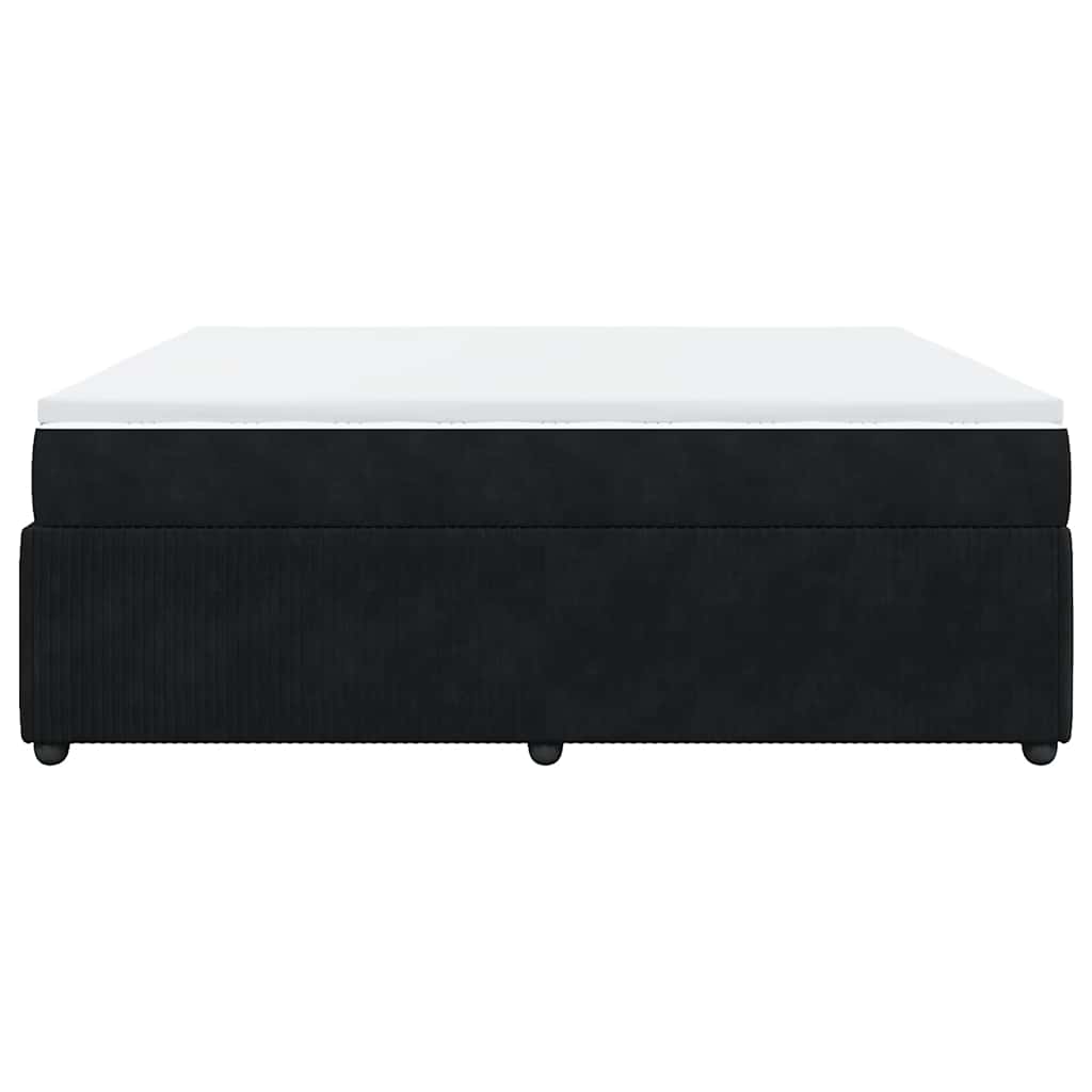 Κρεβάτι Boxspring με Στρώμα Μαύρο 200x200 εκ. Βελούδινο