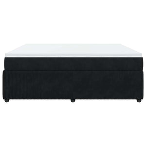 Κρεβάτι Boxspring με Στρώμα Μαύρο 200x200 εκ. Βελούδινο