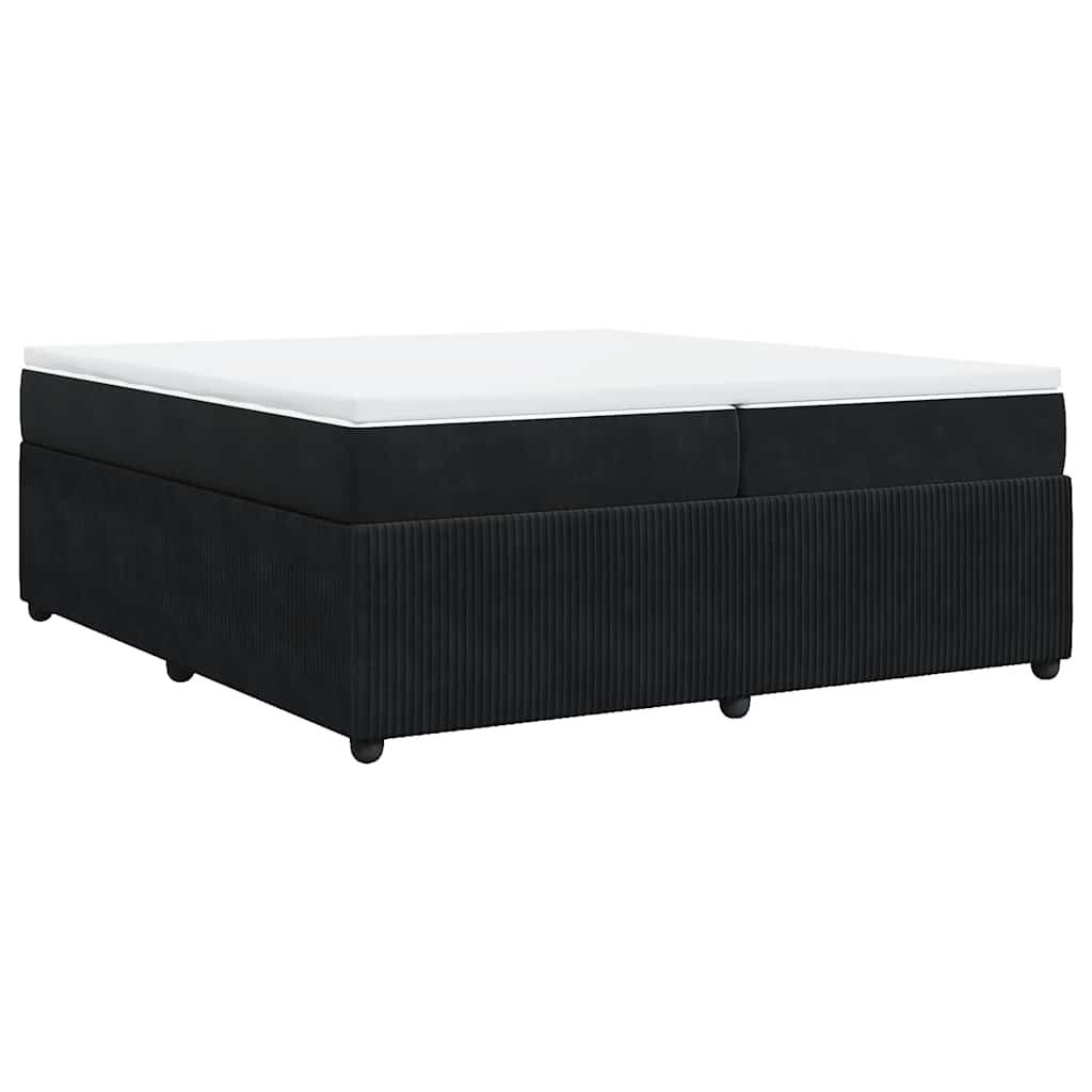 Κρεβάτι Boxspring με Στρώμα Μαύρο 200x200 εκ. Βελούδινο