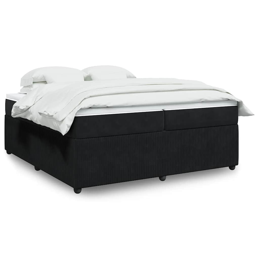 Κρεβάτι Boxspring με Στρώμα Μαύρο 200x200 εκ. Βελούδινο