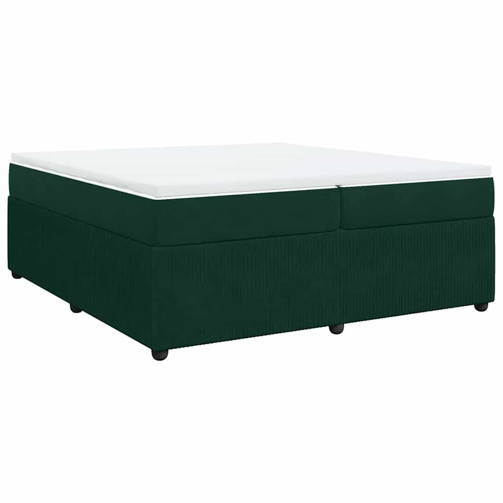 Κρεβάτι Boxspring με Στρώμα Σκούρο Πράσινο 200x200εκ. Βελούδινο