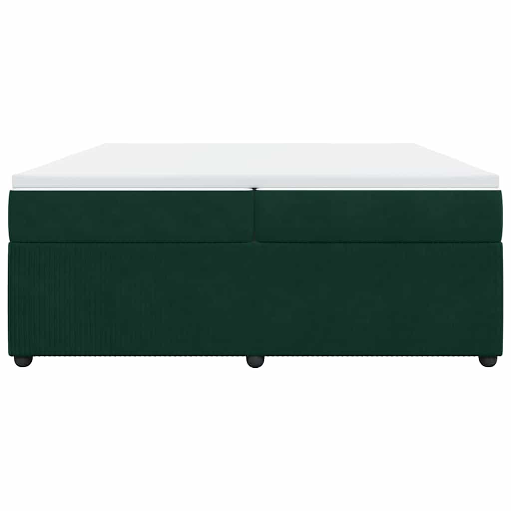 Κρεβάτι Boxspring με Στρώμα Σκούρο Πράσινο 200x200εκ. Βελούδινο