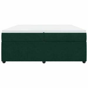 Κρεβάτι Boxspring με Στρώμα Σκούρο Πράσινο 200x200εκ. Βελούδινο