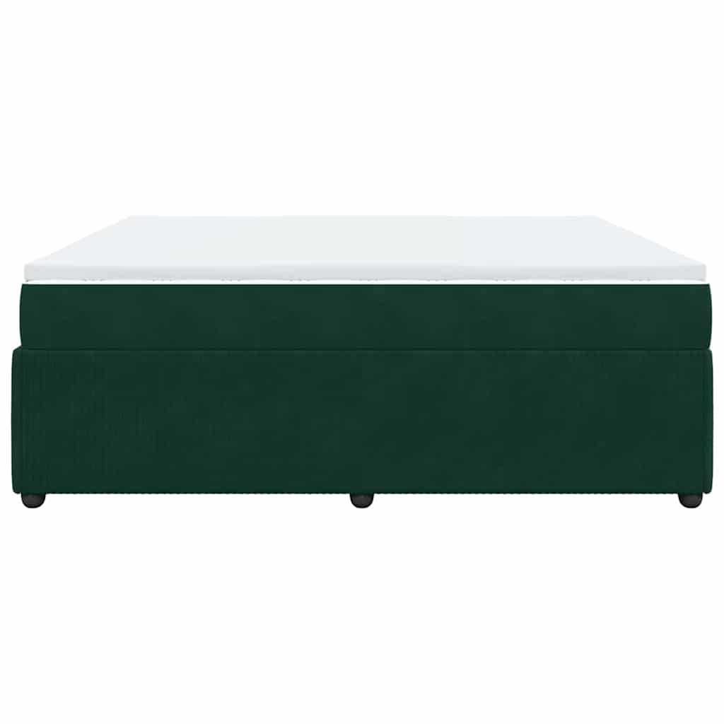 Κρεβάτι Boxspring με Στρώμα Σκούρο Πράσινο 200x200εκ. Βελούδινο