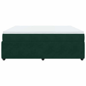 Κρεβάτι Boxspring με Στρώμα Σκούρο Πράσινο 200x200εκ. Βελούδινο