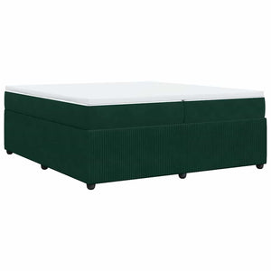 Κρεβάτι Boxspring με Στρώμα Σκούρο Πράσινο 200x200εκ. Βελούδινο